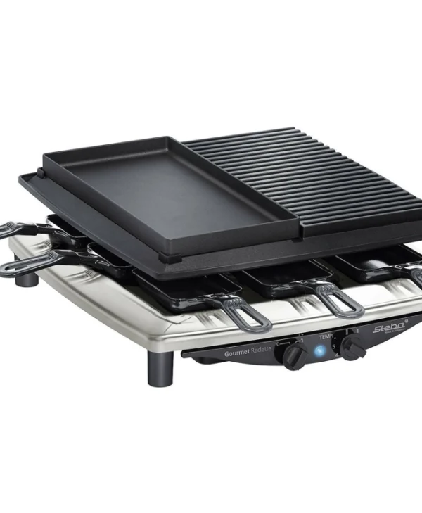 Steba RC 4 Plus Deluxe Επιτραπέζια Ηλεκτρική Ψησταριά Raclette Λείας και Αυλακωτής Πλάκας 1450W με Ρυθμιζόμενο Θερμοστάτη 39x37εκ. 622300