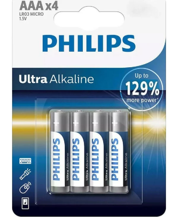 Philips Ultra Αλκαλικές Μπαταρίες AAA 1.5V 4τμχ Phil-LR03E4B/10