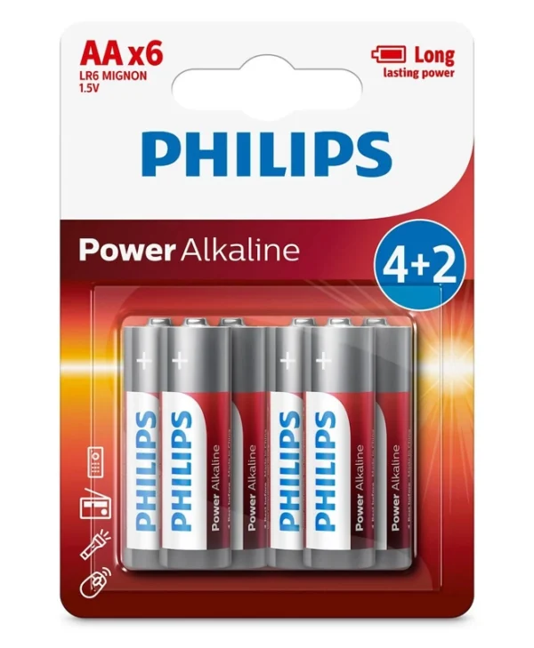 Philips Power Αλκαλικές Μπαταρίες AA 1.5V 4τμχ Phil-LR6P6BP/10
