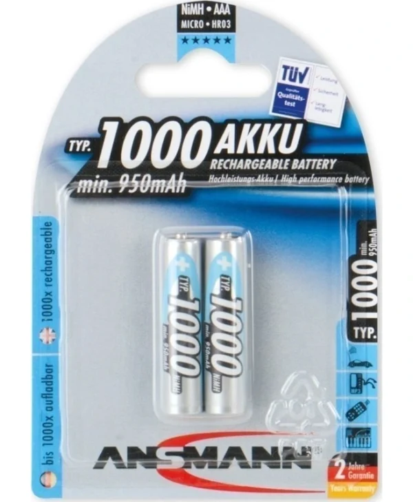 Ansmann Επαναφορτιζόμενες Μπαταρίες AAA Ni-MH 1000mAh 1.2V 2τμχ 5030892