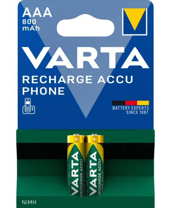 Varta Accu Phone Power Επαναφορτιζόμενες Μπαταρίες AAA Ni-MH 800mAh 2τμχ 58398101402
