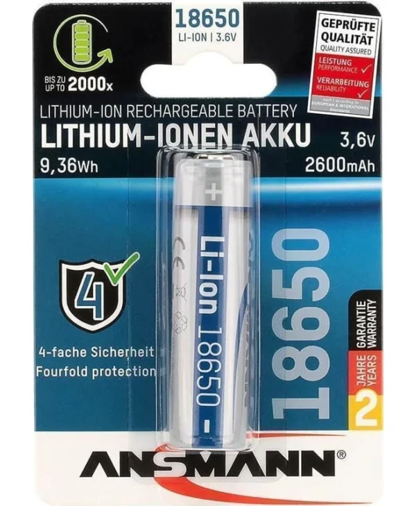 Ansmann Επαναφορτιζόμενη Μπαταρία 18650 Li-ion 2600mAh 3.6V 1τμχ 1307-0002
