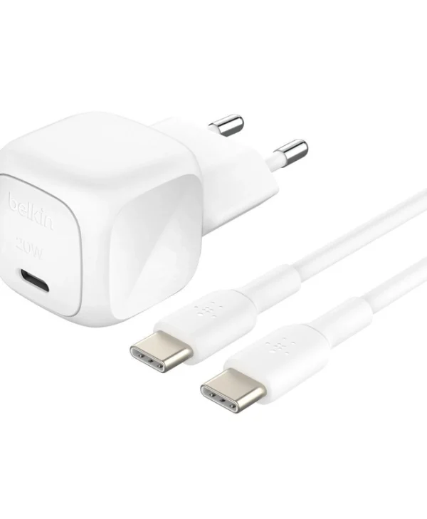 Belkin Φορτιστής με Θύρα USB-C και Καλώδιο USB-C - USB-C 20W Power Delivery Λευκός (BOOST Charge) WCA009KQ1MWH-B6
