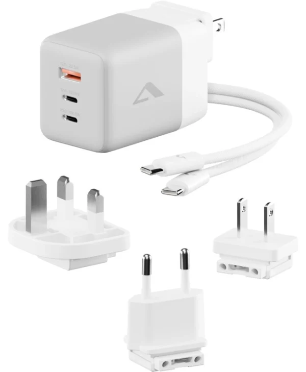 Alogic Φορτιστής GaN με Θύρα USB-A και 2 Θύρες USB-C και Καλώδιο USB-C - USB-C 100W Λευκός (Rapid Power) WCM3X100G