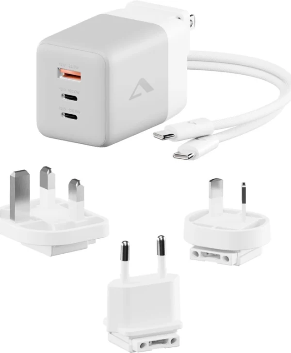 Alogic Φορτιστής GaN με Θύρα USB-A και 2 Θύρες USB-C και Καλώδιο USB-C - USB-C 67W Λευκός (WCM3X67G)