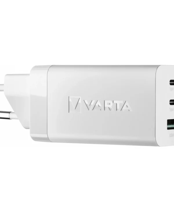 Varta Φορτιστής Χωρίς Καλώδιο GaN με Θύρα USB-A και 2 Θύρες USB-C 65W Λευκός (57956 101 401)