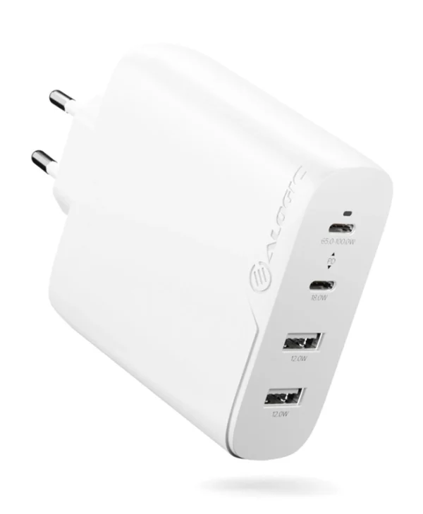 Alogic Φορτιστής Χωρίς Καλώδιο με 2 Θύρες USB-A και 2 Θύρες USB-C 100W Power Delivery Λευκός (WCG4X100-EU)