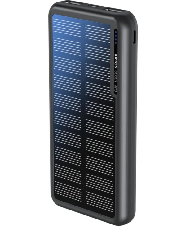 Boompods Obi Ηλιακό Power Bank 10000mAh με 2 Θύρες USB-A Μαύρο POSBLK
