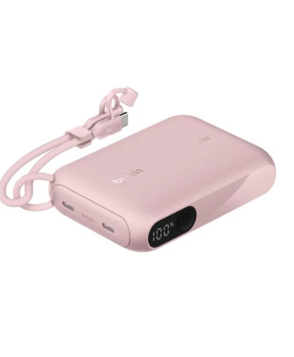 Belkin BoostCharge Power Bank 10K with Display 10000mAh 20W με 2 Θύρες USB-C Ροζ BPB027HQPK