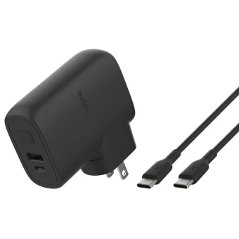 Belkin Φορτιστής με Θύρα USB-A και Θύρα USB-C και Καλώδιο USB-C - USB-C 25W Power Delivery Μαύρος (BOOST Charge Hybrid Dual Charger + Power Bank 5K) BPZ003BT1MBK-B6