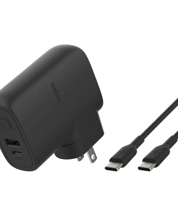Belkin Φορτιστής με Θύρα USB-A και Θύρα USB-C και Καλώδιο USB-C - USB-C 25W Power Delivery Μαύρος (BOOST Charge Hybrid Dual Charger + Power Bank 5K) BPZ003BT1MBK-B6