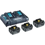 Makita Σετ 3 Μπαταριών Εργαλείου 18V Χωρητικότητας 5Ah με Φορτιστή 198458-6 - Image 2