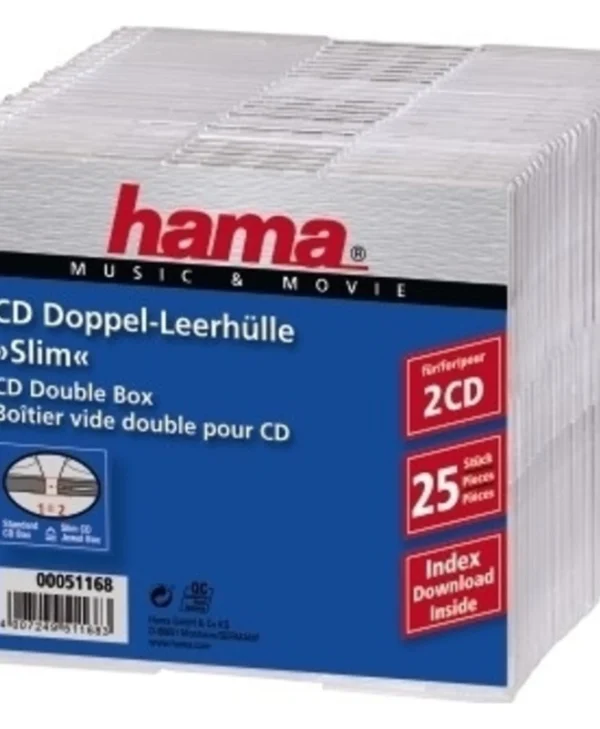 HAMA CD Box Slim για 2 Δίσκους σε Διάφανο Χρώμα 25τμχ 51168