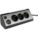 REV Πολύπριζο 3 Θέσεων με 2 USB-A, Διακόπτη και Καλώδιο 1.4m 2400050010