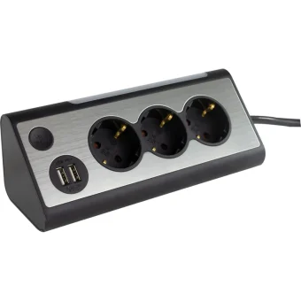 REV Πολύπριζο 3 Θέσεων με 2 USB-A, Διακόπτη και Καλώδιο 1.4m 2400050010