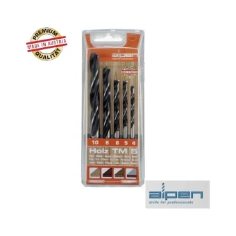 Alpen Drills Σετ Τρυπάνια Ξύλου Holz 4-10mm Σετ 5 Διαμαντοτρύπανα HSS με Κυλινδρικό Στέλεχος για Ξύλο 600112100