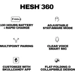 Skullcandy Hesh 360 Ασύρματα / Ενσύρματα Over Ear Ακουστικά με 100 ώρες Λειτουργίας και Quick Charge Μαύρα S6HOW-T740 - Image 6