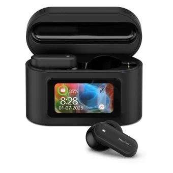 Philips TAT6000 In-ear Bluetooth Handsfree Ακουστικά με Αντοχή στον Ιδρώτα και Θήκη Φόρτισης Μαύρα TAT6000BK/00