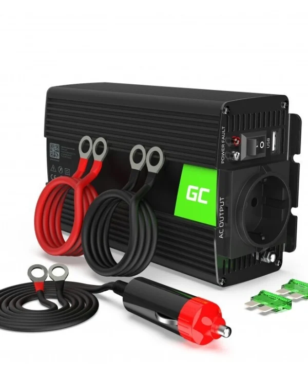 Green Cell Inverter Αυτοκινήτου Τροποποιημένου Ημιτόνου για Μετατροπή 12V DC σε 230V AC με 1xUSB INV03DE