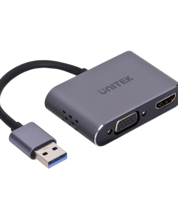 Unitek Μετατροπέας USB-A male σε HDMI / VGA female Γκρι 1τμχ V1304A