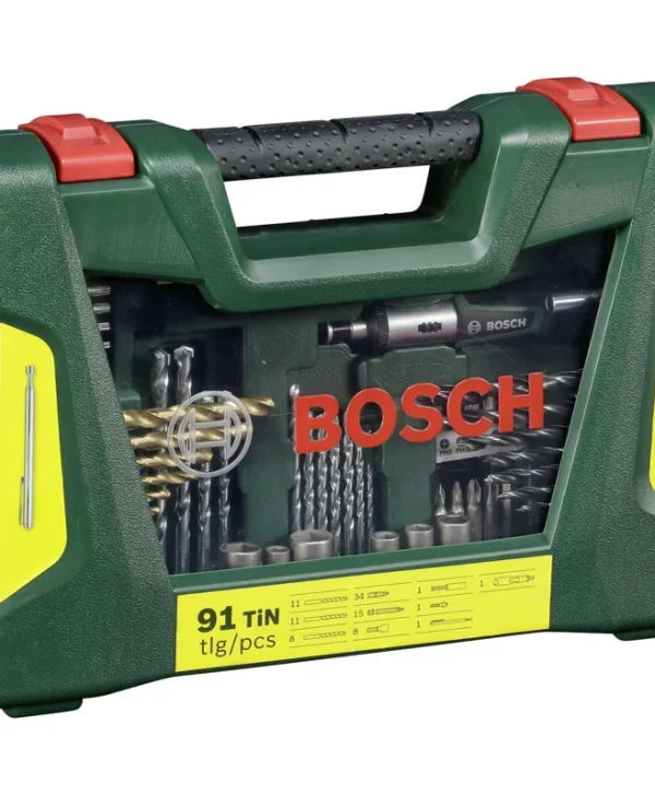 Bosch V-Line Σετ 91 Τρυπάνια Τιτανίου με Κυλινδρικό Στέλεχος για Μέταλλο και Ξύλο 2607017195