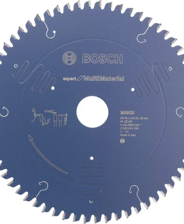 Bosch Δίσκος Κοπής Ξύλου με 64 Δόντια 216mm 2608642493