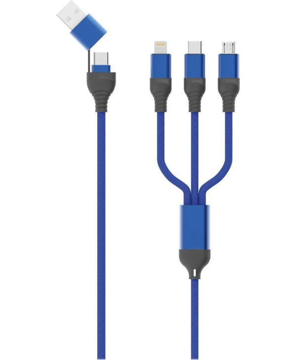 2GO USB to Lightning / Type-C / micro USB Cable Μπλε 1.2m (797360)