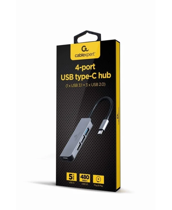 Gembird Hub 4 Θυρών USB 3.1 με σύνδεση USB-A Ασημί UHB-CM-U3P1U2P3-01
