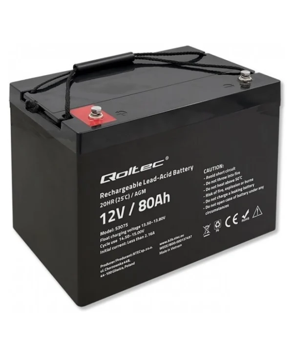 Qoltec Μπαταρία UPS με Χωρητικότητα 80Ah και Τάση 12V 53075