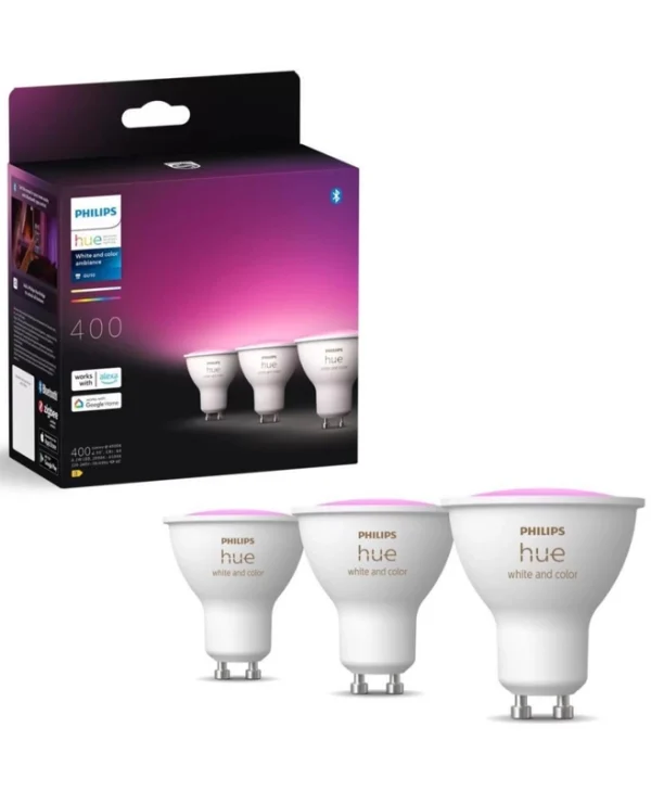 Philips Smart Λάμπες LED 4.2W για Ντουί GU10 RGBW 400lm Dimmable 3τμχ 929003666503