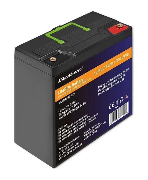 Qoltec Μπαταρία Φωτοβολταϊκών Λιθίου 12.8V 24Ah 53702