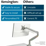Kensington SmartFit One-Touch Βάση Γραφείου Οθόνης έως 32" με Βραχίονα Ασημί K55470EU - Image 5