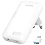 4Smarts Φορτιστής Χωρίς Καλώδιο GaN με 2 Θύρες USB-A 45W Power Delivery Λευκός (FlatPlug Slim) 542045