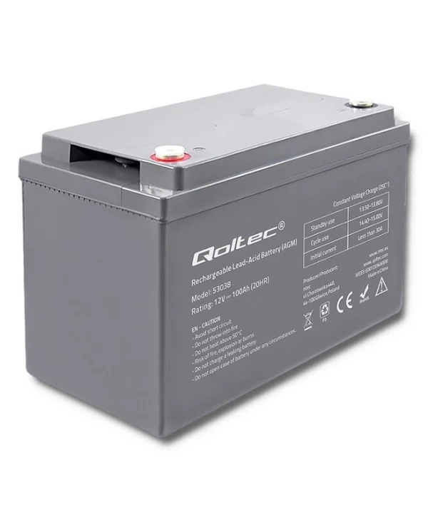 Qoltec Μπαταρία UPS με Χωρητικότητα 100Ah και Τάση 12V 53038 1τμχ