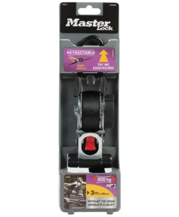 Master Lock Ιμάντας Αποσκευών Αυτοκινήτου 300x300cm με Καστάνια Μαύρο 3248EURDAT