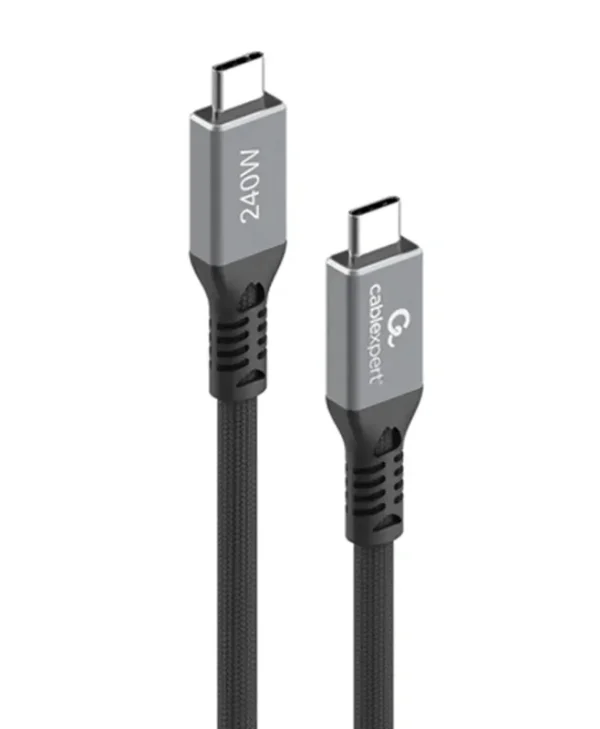 Cablexpert Premium Braided USB 4 Video Cable USB-C male - USB-C 240W PD Μαύρο 0.3m CCBP-USB4-CMCM240-0.3M