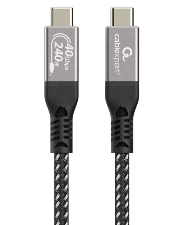 Cablexpert Premium Braided USB 4 Video Cable USB-C male - USB-C 240W PD Μαύρο 0.5m CCBP-USB4-CMCM240-0.5M