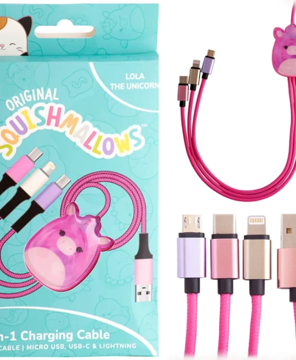Jazwares Braided USB to Type-C / micro USB / Lightning Cable 2A Ροζ 1.2m B04413 CBSQM-3IN1-LOLA