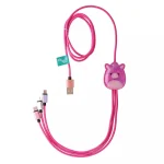 Jazwares Braided USB to Type-C / micro USB / Lightning Cable 2A Ροζ 1.2m B04413 CBSQM-3IN1-LOLA - Image 2