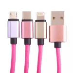 Jazwares Braided USB to Type-C / micro USB / Lightning Cable 2A Ροζ 1.2m B04413 CBSQM-3IN1-LOLA - Image 4