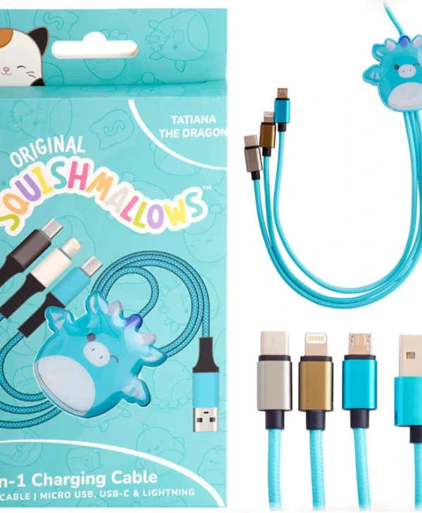 Jazwares Regular USB to Type-C / micro USB / Lightning Cable 2A Τιρκουάζ 1.2m (B04414) CBSQM-3IN1-TATIANA
