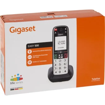 Gigaset Gigaset Easy 500 Black Dect Landline Phone Senior Phone 5.8 Cm 2.2 Inch Tft Color Display Sos Button Optical Call Signaling Phonebook S30852-H3115-B101