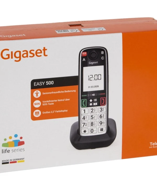 Gigaset Gigaset Easy 500 Black Dect Landline Phone Senior Phone 5.8 Cm 2.2 Inch Tft Color Display Sos Button Optical Call Signaling Phonebook S30852-H3115-B101