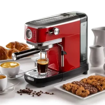 Ariete Perfetto Slim Μηχανή Espresso 1300W Πίεσης 15bar Κόκκινη 00M138133AR0
