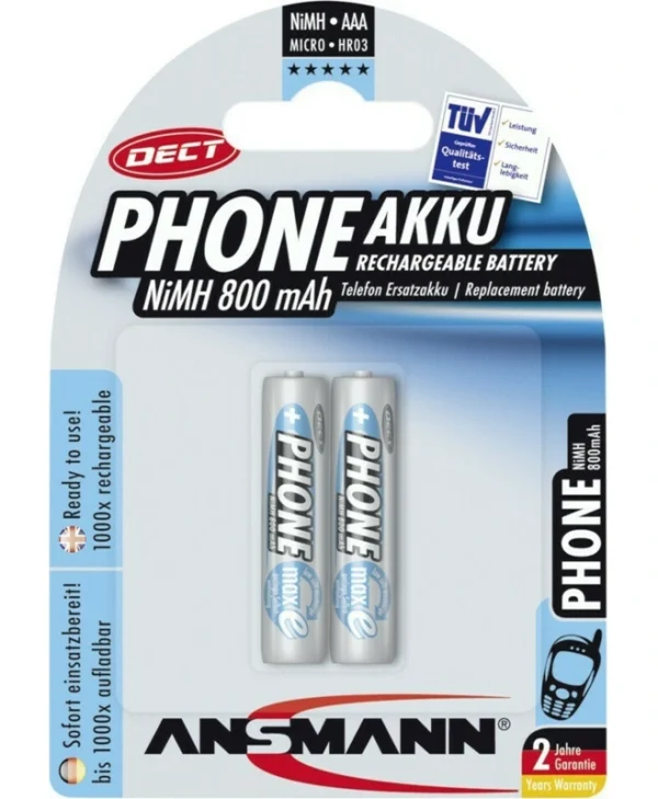 Ansmann Επαναφορτιζόμενες Μπαταρίες AAA Ni-MH 800mAh 1.2V 2τμχ 5030982