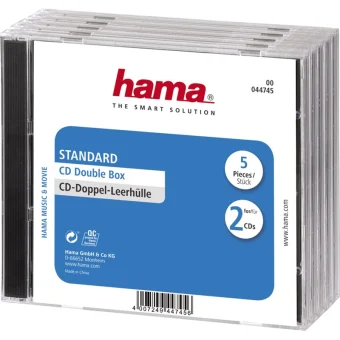 HAMA CD Box για 2 Δίσκους με Διάφανη Πρόσοψη σε Μαύρο Χρώμα 5τμχ 44745