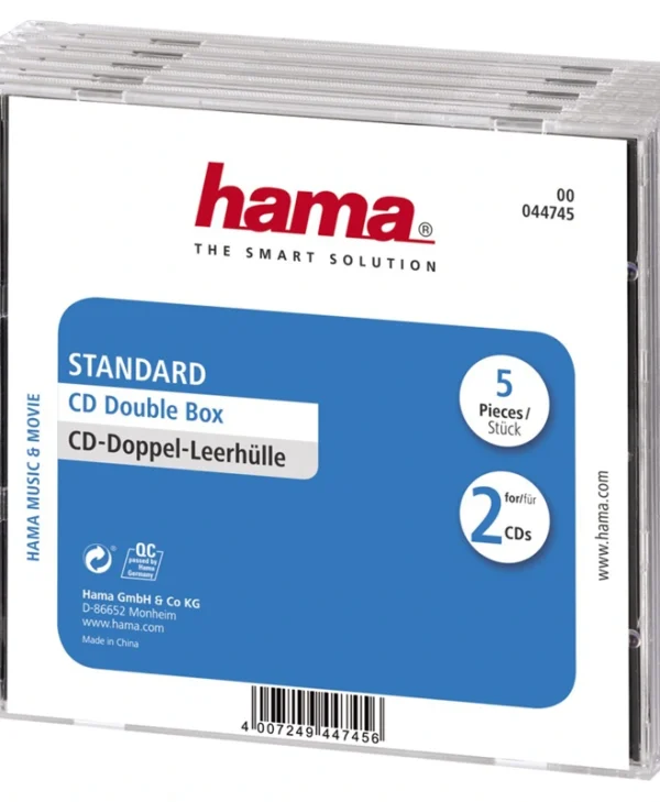 HAMA CD Box για 2 Δίσκους με Διάφανη Πρόσοψη σε Μαύρο Χρώμα 5τμχ 44745