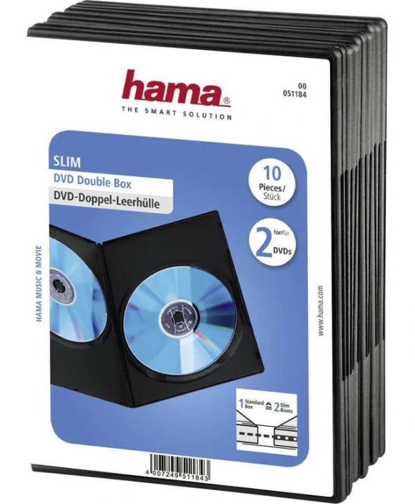 HAMA DVD Box για 2 Δίσκους Μαύρο 10τμχ 51184