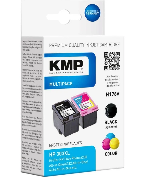 KMP H178V Πακέτο Συμβατών Μελανιών Εκτυπωτή InkJet HP 303XL T6N04AE/T6N03AE Πολλαπλό (Color) / Μαύρο 4τμχ 1763,4005