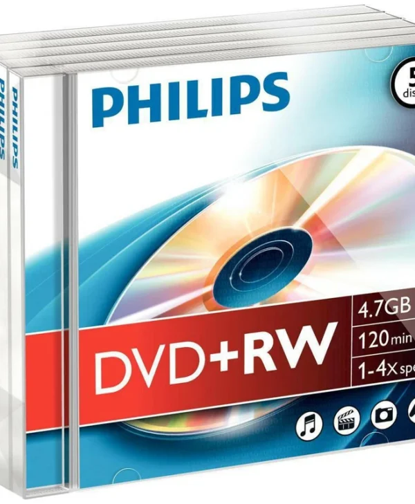 Philips Επανεγγράψιμα DVD+RW 4x 4.7GB 5τμχ DW4S4J05F/10